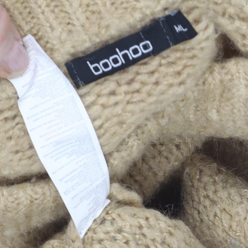 Boohoo Women's Beige Pullover Jumper, M, Chunky Knit
