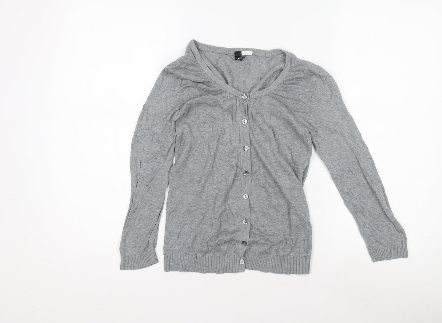 Divided Women’s Grey Cardigan, Size 8, Scoop Neck