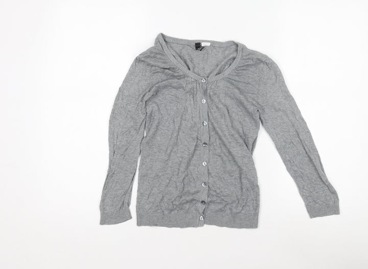 Divided Women’s Grey Cardigan, Size 8, Scoop Neck
