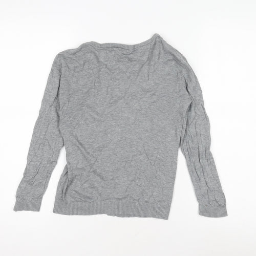 Divided Women’s Grey Cardigan, Size 8, Scoop Neck