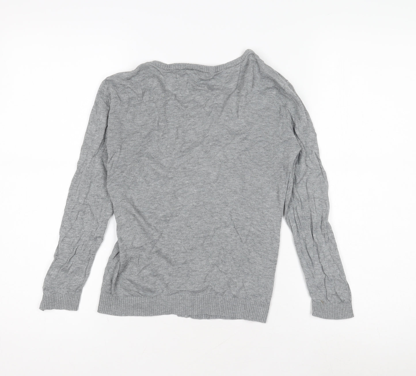 Divided Women’s Grey Cardigan, Size 8, Scoop Neck