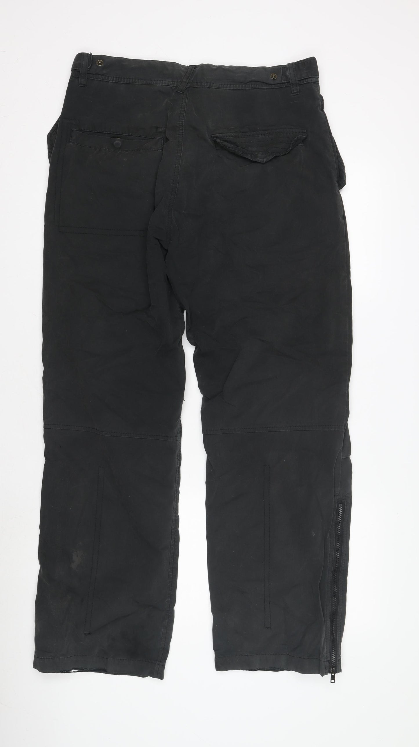 Next Men's Black Cargo Trousers, Size 39, Regular Fit