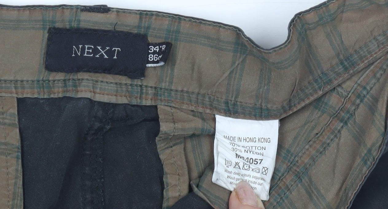 Next Men's Black Cargo Trousers, Size 39, Regular Fit