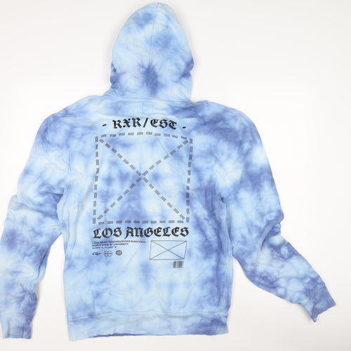 River Island Men's Blue Graphic Hoodie S