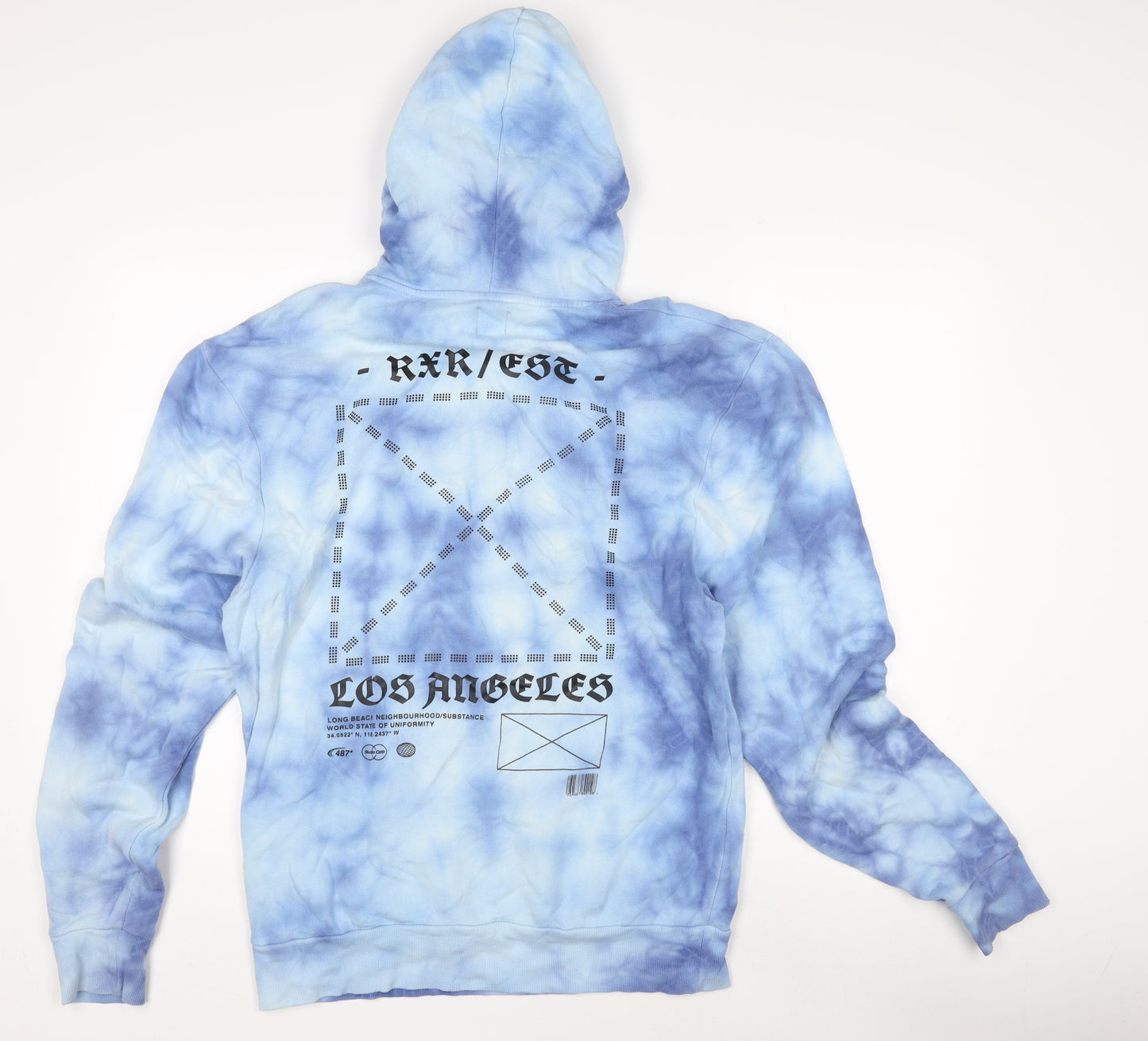 River Island Men's Blue Graphic Hoodie S