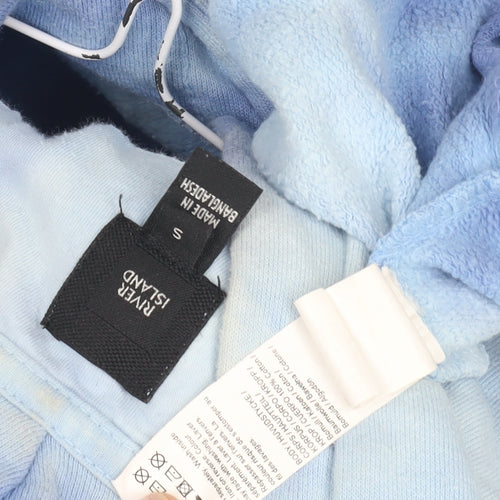 River Island Men's Blue Graphic Hoodie S
