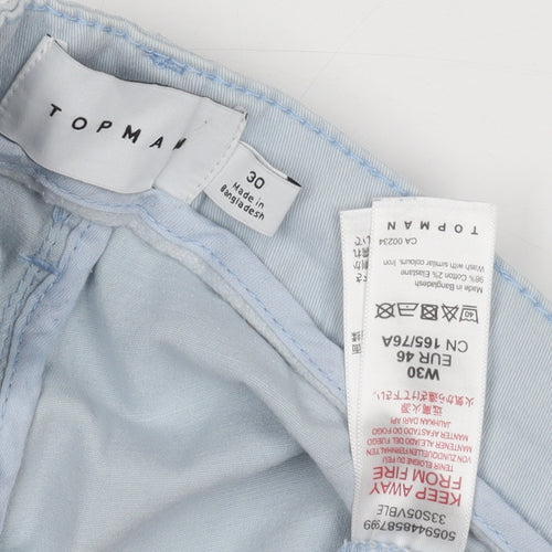 Topman Blue Chino Shorts, Men's 30