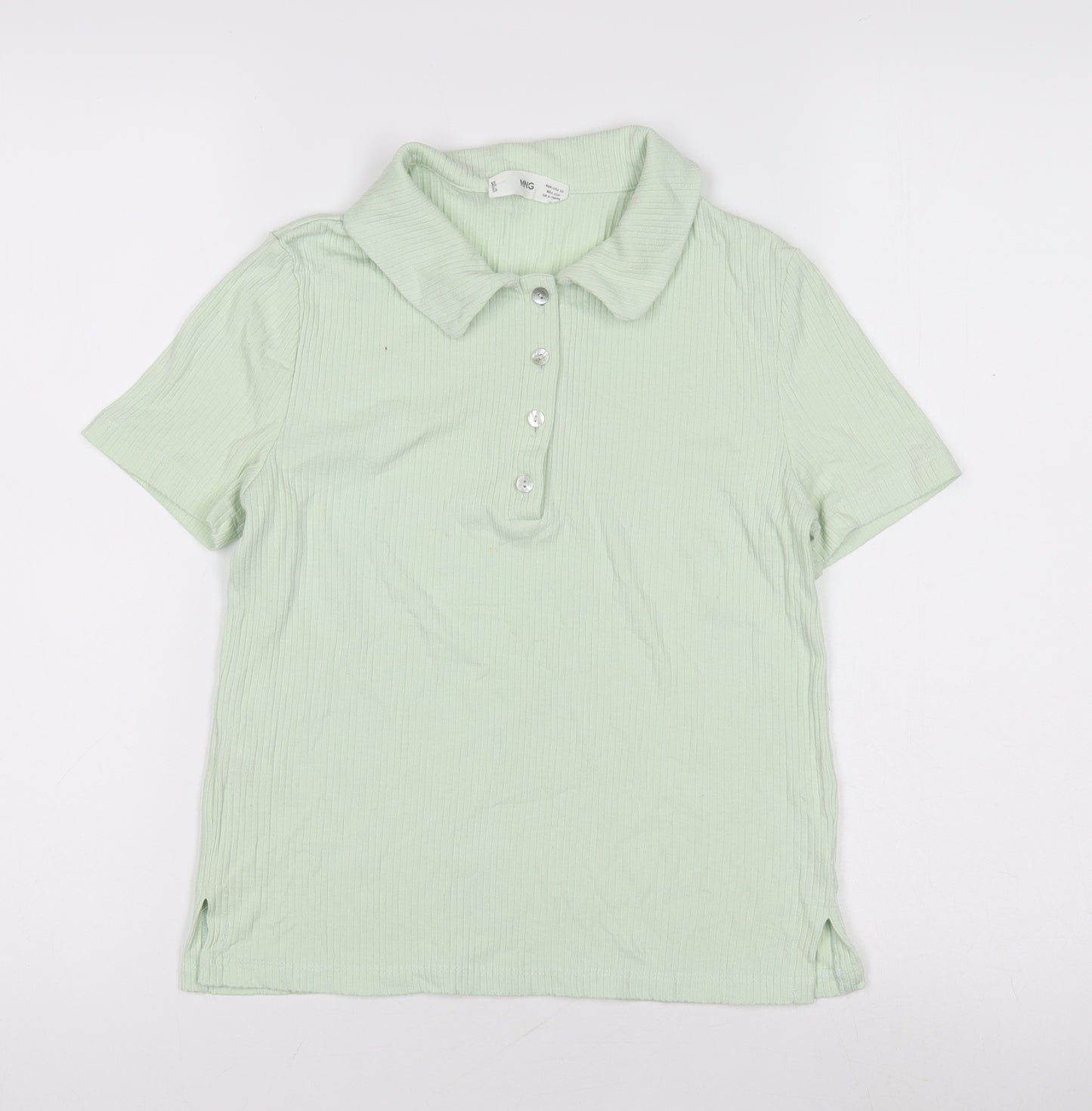 MNG Women's Green XS Polo Shirt - Casual Knit Top