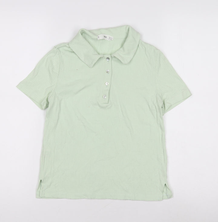 MNG Women's Green XS Polo Shirt - Casual Knit Top
