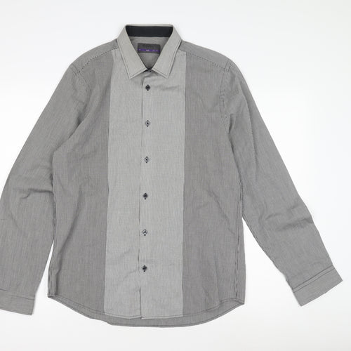 Burton Menswear Men's Grey Slim Fit Check Shirt M