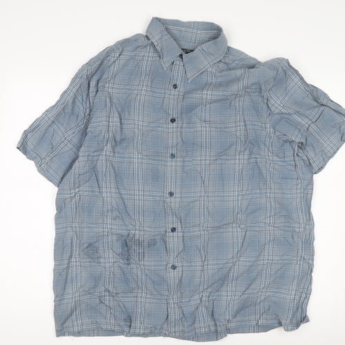 Marks and Spencer Mens Blue Check Short Sleeve Shirt XXL
