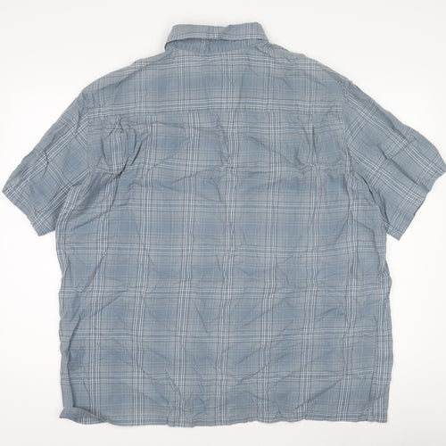 Marks and Spencer Mens Blue Check Short Sleeve Shirt XXL