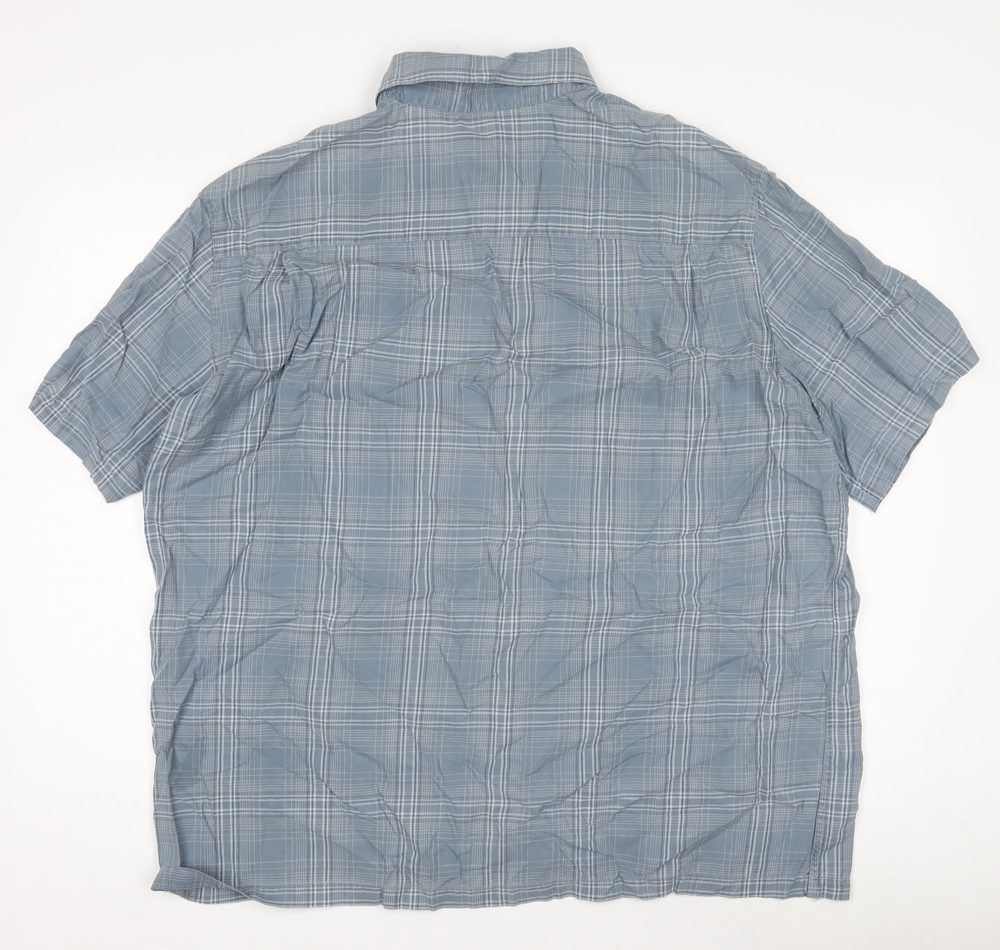 Marks and Spencer Mens Blue Check Short Sleeve Shirt XXL
