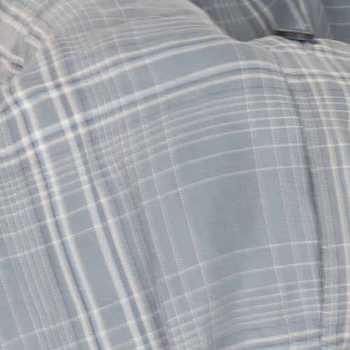 Marks and Spencer Mens Blue Check Short Sleeve Shirt XXL