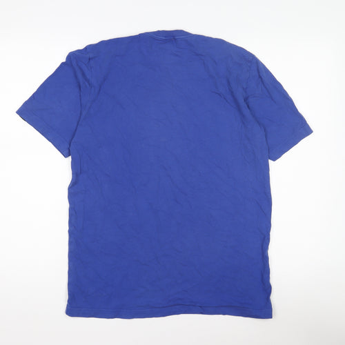 Adidas Men's Blue Graphic Print T-Shirt - M, Crew Neck
