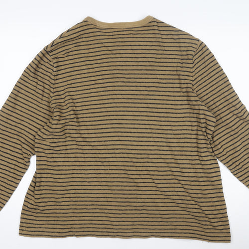 Marks and Spencer Men's Beige XL Striped Long Sleeve Top