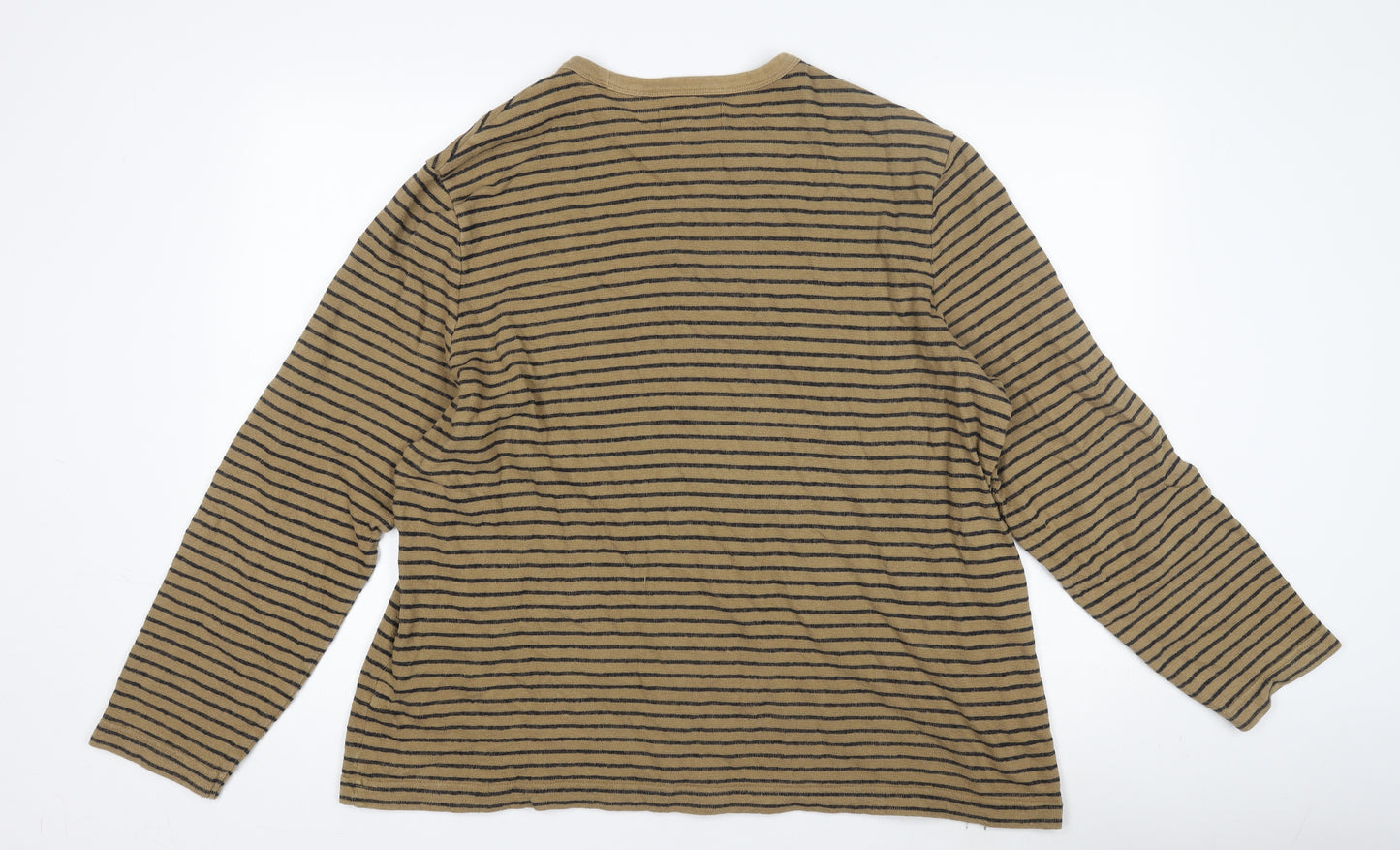 Marks and Spencer Men's Beige XL Striped Long Sleeve Top