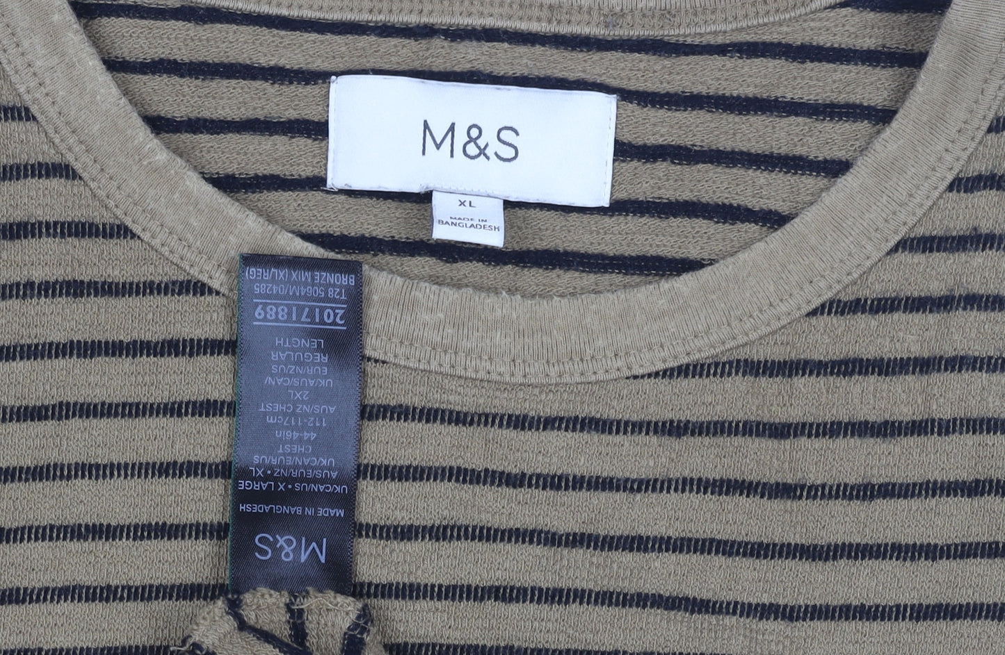Marks and Spencer Men's Beige XL Striped Long Sleeve Top