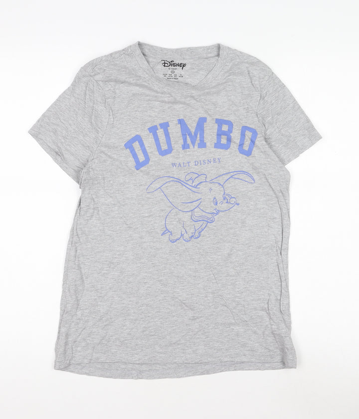 Disney Women's Grey Cartoon T-Shirt - 2XS Casual