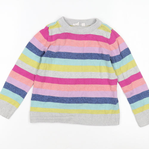 GAP Kids Multicoloured Striped Pullover Jumper S Girls