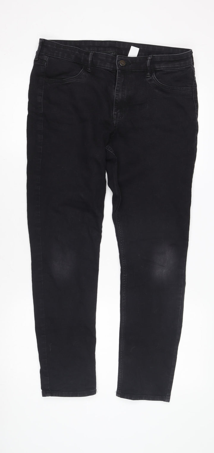 Women's Black Skinny Jeans, Size M, Dark Wash