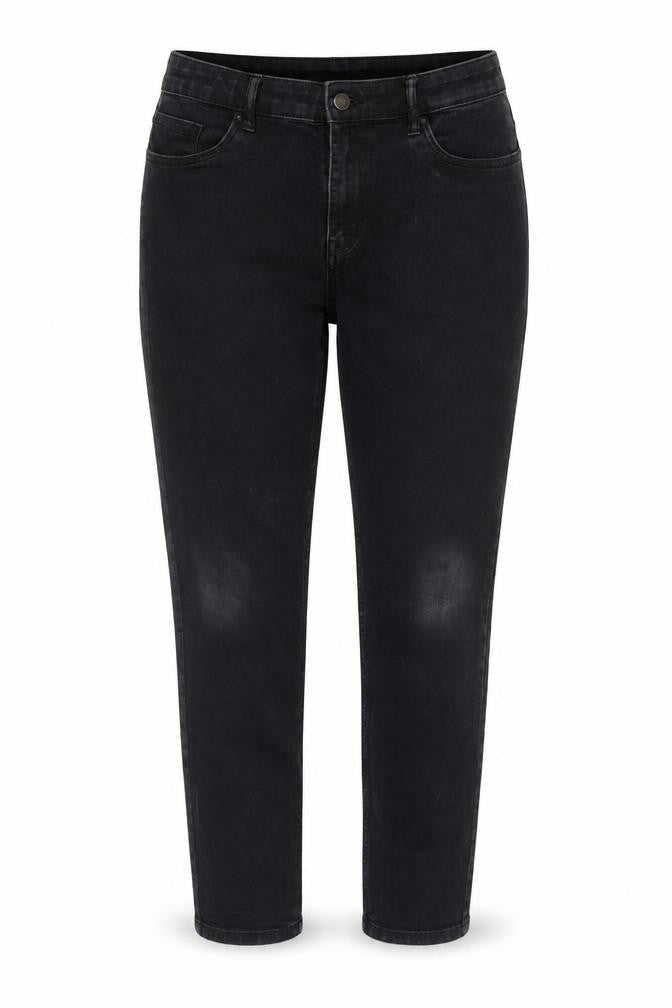 Front view of Women's Black Skinny Jeans, size M, Dark Wash