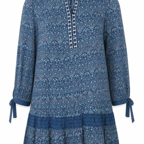 Monsoon Women's Blue Floral M Dress 3/4 Sleeves