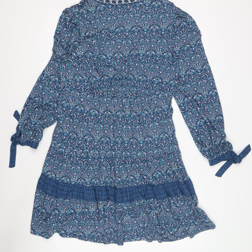 Monsoon Women's Blue Floral M Dress 3/4 Sleeves
