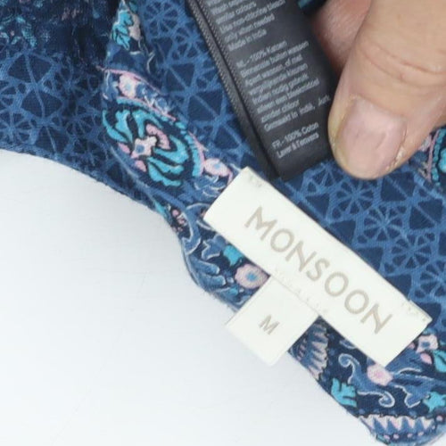 Monsoon Women's Blue Floral M Dress 3/4 Sleeves