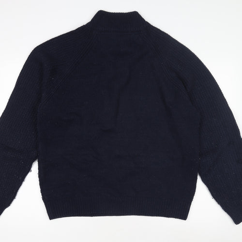 Trait Men's Blue Henley Jumper, Size Large