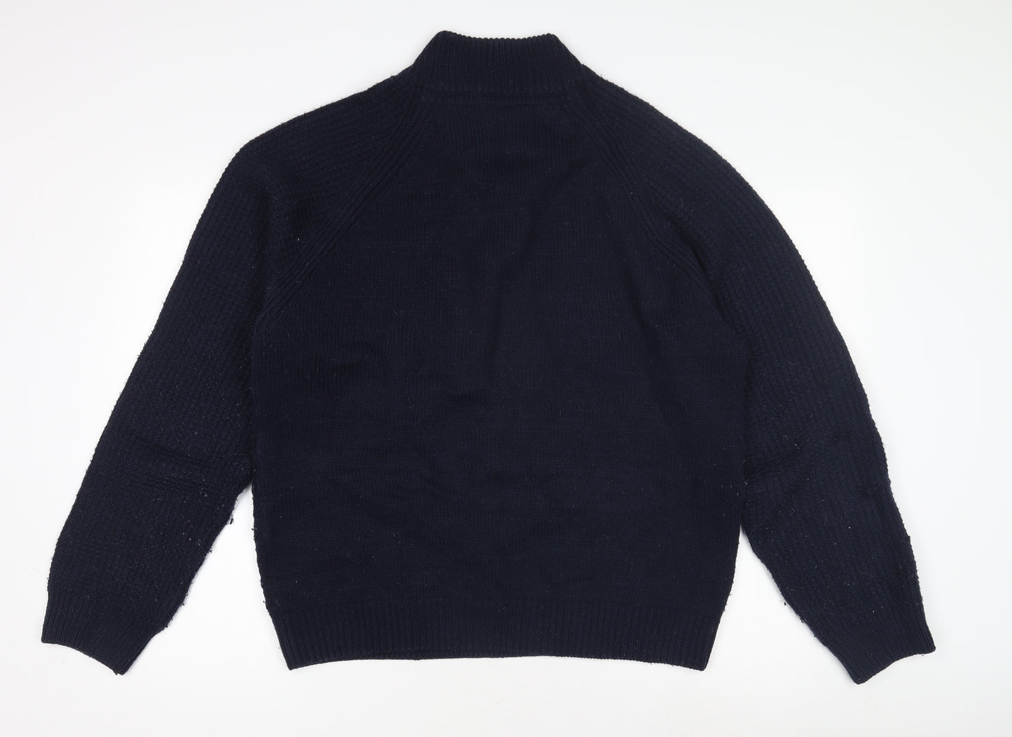 Trait Men's Blue Henley Jumper, Size Large