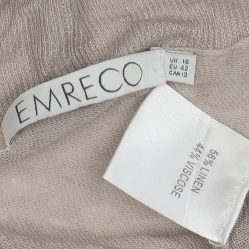 Emreco Women's Beige Open Front Cardigan Size 16