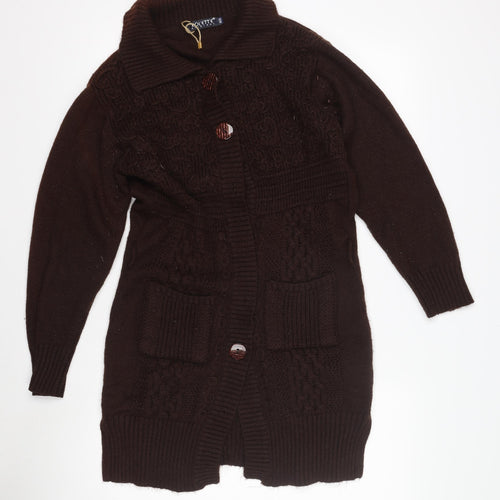 Kolette Women's M Brown Cable-Knit Cardigan