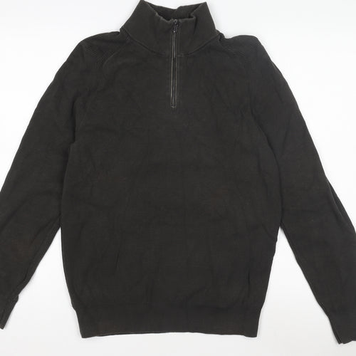 Massimo Dutti Men's Black Full Zip Jumper Size L