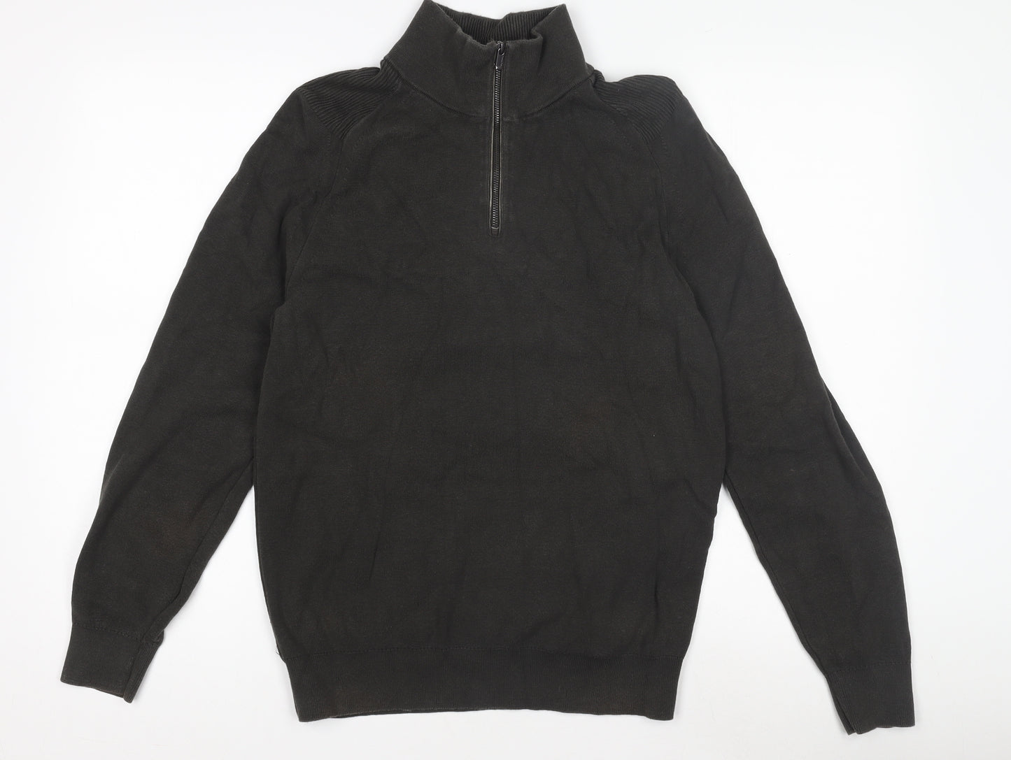 Massimo Dutti Men's Black Full Zip Jumper Size L