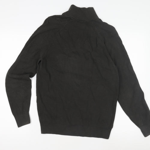 Massimo Dutti Men's Black Full Zip Jumper Size L