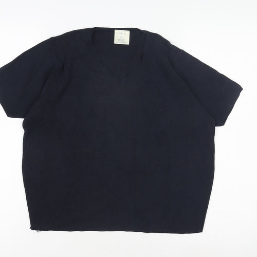 Jonelle Women's Blue V-Neck Wool Jumper - Size 14