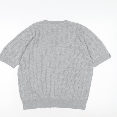 CC Women's Grey V-Neck Cable-Knit Pullover
