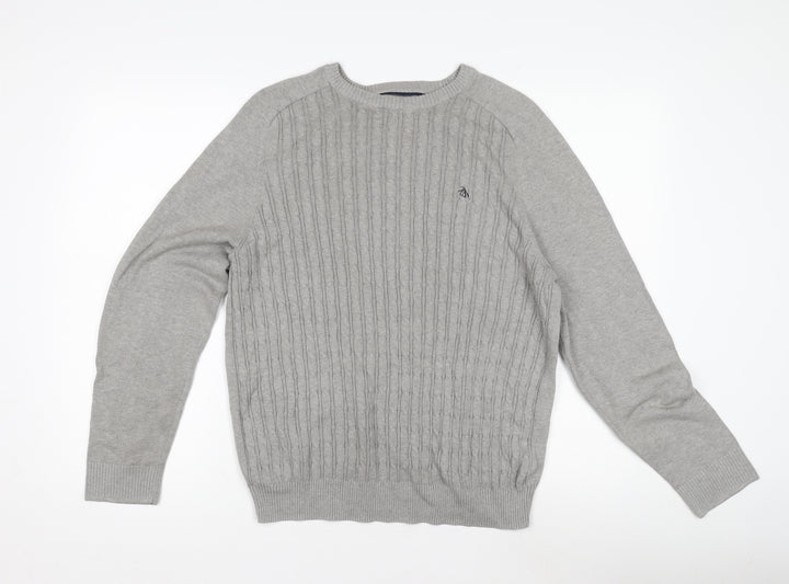 Original Penguin Men's Grey Wool Pullover Jumper