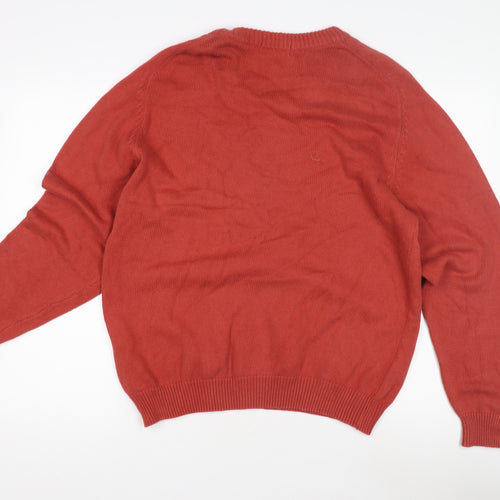 Cotton Men's Red Cotton Pullover Jumper, Large