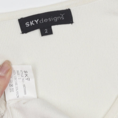 SKYdesigns Women's Ivory V-Neck Crochet Jumper