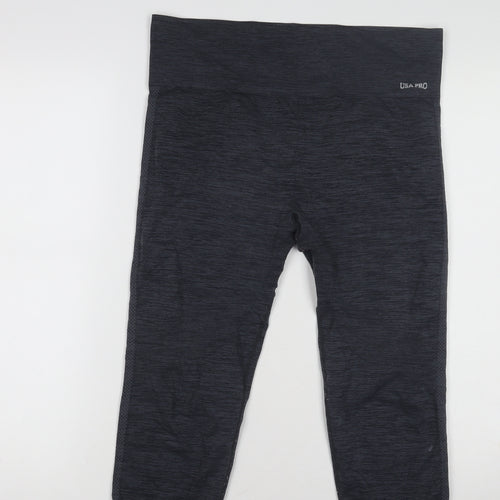 USA Pro Women's Black Cropped Gym Leggings L