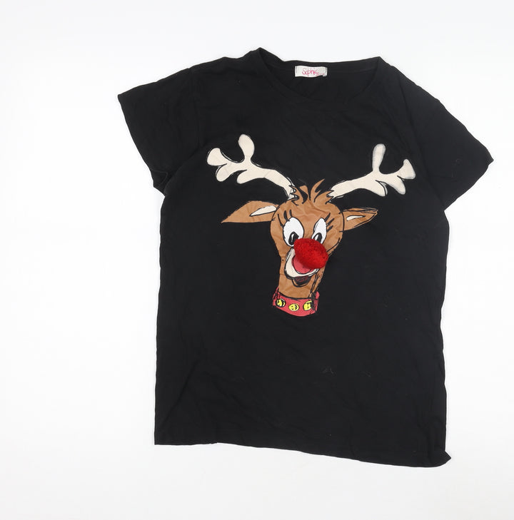 Sophie Girls Black Reindeer T-Shirt 14-15 Years