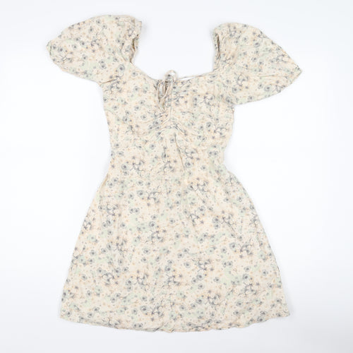 H&M Women's Multicoloured A-Line Dress XS Linen Blend