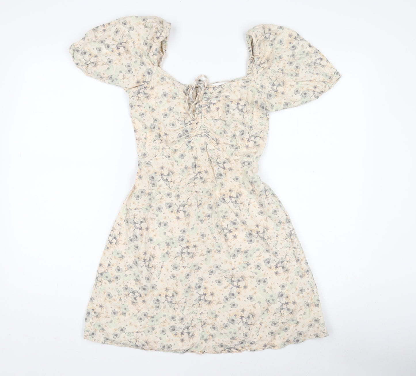 H&M Women's Multicoloured A-Line Dress XS Linen Blend