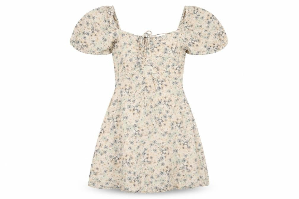 Front view of H&M Women's Multicoloured A-Line Dress XS Linen Blend