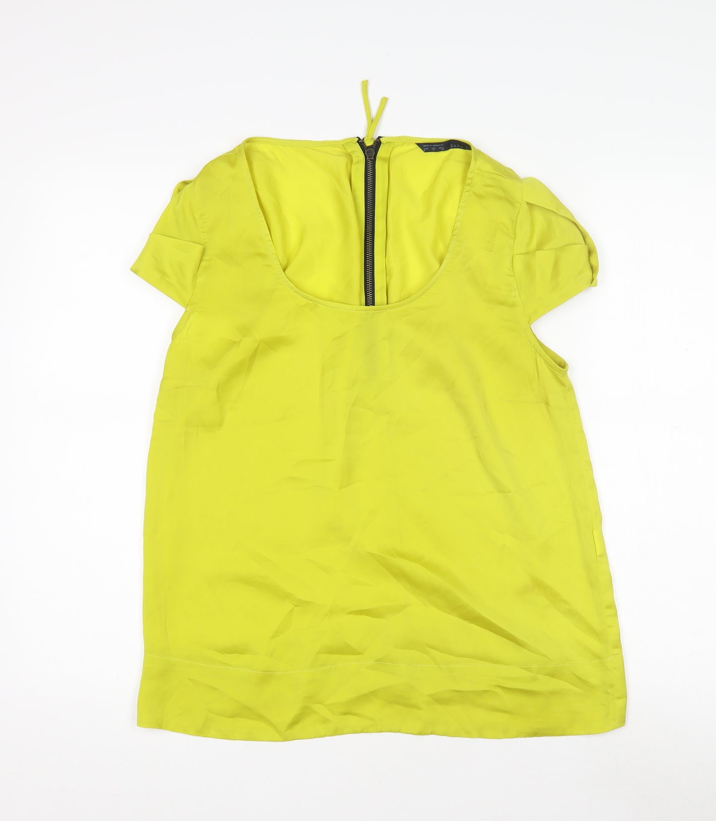 Zara Basic Women's Yellow Short Sleeve Blouse, Size 2