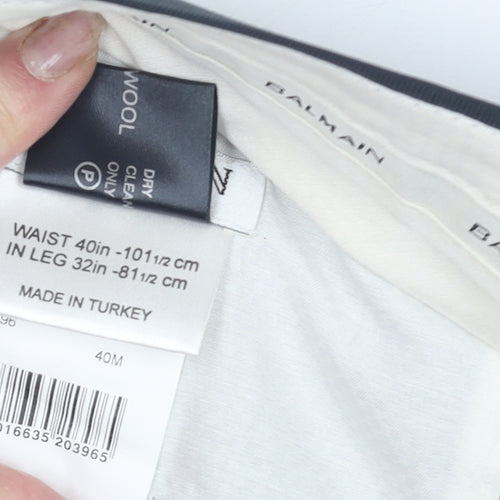 Balmain Men's Black Straight Suit Trousers 40W/32L