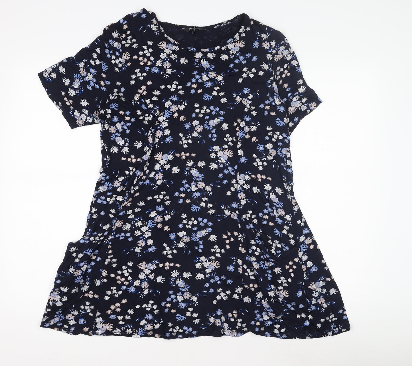 Roman Women’s Blue Floral Top Size 12 Short Sleeve