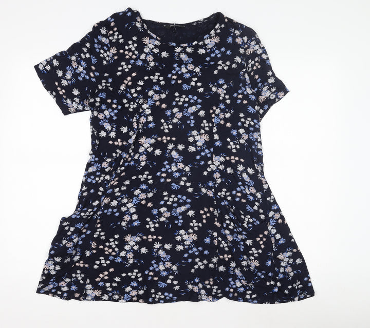 Roman Women’s Blue Floral Top Size 12 Short Sleeve